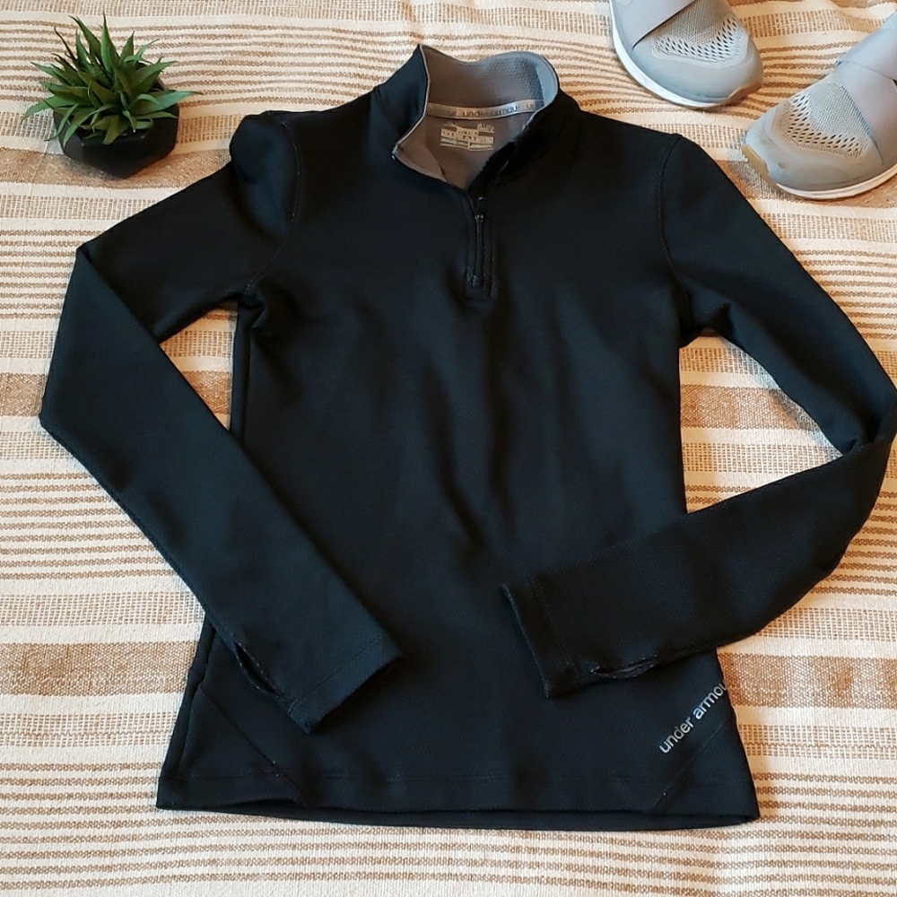 Under Armour | Cold Gear Quarter Zip Fitted Long Sleeve | Small | Black …